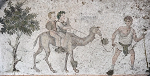 Two children riding on a camel. Mosaic of the Great Palace M Two children riding on a camel. Mosaic of the Great Palace M