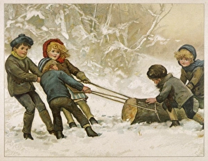 <b class=qtipBold><figcaption>Children and Yule Log</figcaption></b><br>Five children fetch home a very big Yule Log<br><em>© Mary Evans Picture Library</em> Children and Yule Log