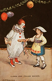 Childrens Carnival - Clown and Italian Maiden Childrens Carnival - Clown and Italian Maiden
