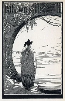 <b class=qtipBold><figcaption>China Clay - Memories</figcaption></b><br>China Clay - Memories. Florence Mary Anderson / Molly MacArthur (1893-1972) had two distinct styles of illustration. From the middle of the 1920s, she moved on from earlier highly-decorative fairy art to produce beautiful monotone woodcuts in a distinctly oriental style. This artwork (as seen here) was produced under the name Molly MacArthur, or F.M. MacArthur. 1922<br><em>© The Florence Mary Anderson Collection / Mary Evans Picture Library</em> China Clay - Memories