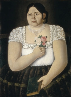 China poblana with roses. Oil on canvas. MEXICO China poblana with roses. Oil on canvas. MEXICO