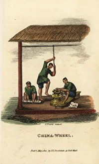 Chinese potter throwing a porcelain cup Chinese potter throwing a porcelain cup