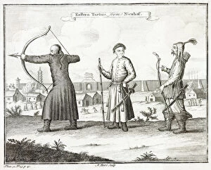 1752 Gallery: Chinese warriors from Eastern Tartary practising their archery Date: 1752