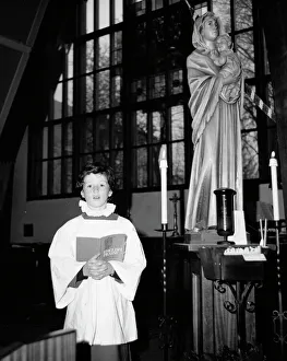 Choirboy singing solo in a church, Horley, Surrey Choirboy singing solo in a church, Horley, Surrey