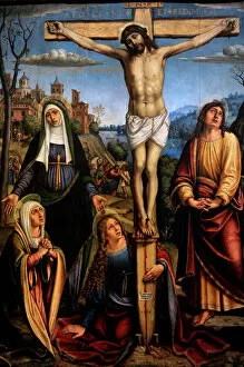 Crucified Gallery: Christ on the cross, the Three Marys on mourning by John