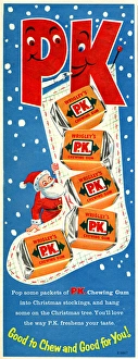 Packet Gallery: Christmas advertisement, Wrigleys PK Chewing Gum