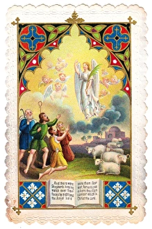 Christmas card with angels and shepherds Christmas card with angels and shepherds