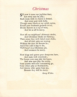 Christmas card with poem by George Wither Christmas card with poem by George Wither