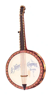 Christmas card in the shape of a banjo Christmas card in the shape of a banjo