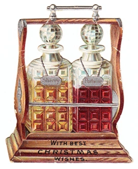 Christmas card in the shape of two decanters Christmas card in the shape of two decanters