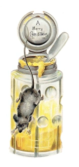 Christmas card in the shape of a honey pot with mouse Christmas card in the shape of a honey pot with mouse