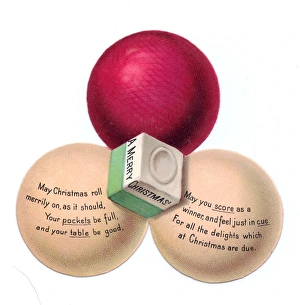 Christmas card in the shape of three snooker balls Christmas card in the shape of three snooker balls