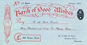 Currency Gallery: Christmas cheque from the Bank of Good Wishes