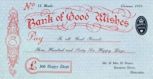 Currency Gallery: Christmas cheque from the Bank of Good Wishes