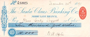 Currency Gallery: Christmas cheque from the Santa Claus Banking Co