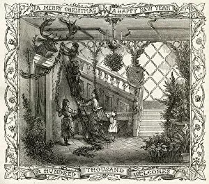 Decorating Gallery: Christmas decorations: decorating the hall, 1877