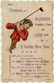 Postcard Collection: Christmas Greetings card with a Golfing Pun theme