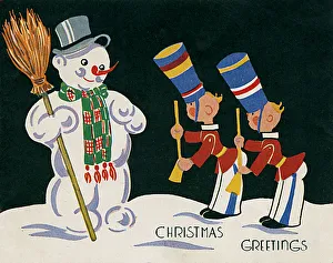 Christmas Greetings card - Snowman and Toy Soldiers Christmas Greetings card - Snowman and Toy Soldiers