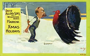 Harrow Gallery: Christmas Holidays - man and turkey - Sorry