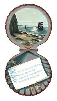 Christmas and New Year card in the shape of a shell Christmas and New Year card in the shape of a shell