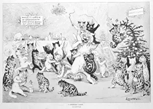 A Christmas Party Print: Mischievous Cats at a Holiday Gathering