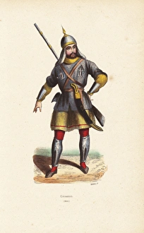 Circassian man in helmet, carrying a musket Circassian man in helmet, carrying a musket