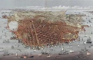 The City of San Francisco. Birds eye view from the bay looki The City of San Francisco. Birds eye view from the bay looki