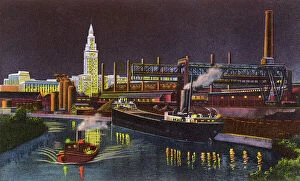 Cleveland, Ohio, USA - Ore Boat unloading - Steel Mills