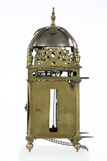 <b class=qtipBold><figcaption>Clock, detail</figcaption></b><br>Brass and metal lantern clock on four ball feet, made by Robert Robinson in Lothbury, City of London, c.1660-1670. Date: 1660-1670<br><em>© The Geffrye Museum of the Home / Mary Evans Picture Library</em> Clock, detail
