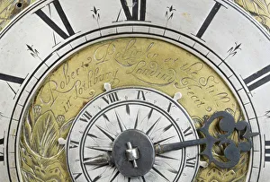 <b class=qtipBold><figcaption>Clock, detail</figcaption></b><br>Brass and metal lantern clock on four ball feet, made by Robert Robinson in Lothbury, City of London, c.1660-1670. Date: 1660-1670<br><em>© The Geffrye Museum of the Home / Mary Evans Picture Library</em> Clock, detail