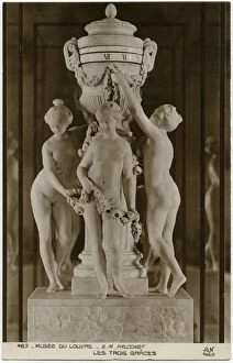 Graces Gallery: Clock - Three Graces by E M Flaconet - Marble and Bronze