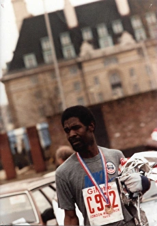 Close up of British Caribbean marathon runner Close up of British Caribbean marathon runner