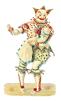 Bells Gallery: Clown feeding a baby on a Victorian scrap