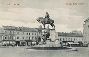 Prints of Cluj-Napoca, Transylvania, Romania - Statue of Romanian King Matthias (ruled in the 15th century) Romania Prints: Cluj-Napoca Print - Statue of King Matthias Corvinus