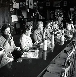Coach Party Lunch in a Pub Print circa 1950s