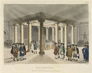 <b class=qtipBold><figcaption>Coal Exchange, London</figcaption></b><br>The Coal Exchange is where the 960, 000 chaldrons of coal (each of 36 bushels) imported from Newcastle etc each year to keep Londoners warm, are regulated and, of course, taxed<br><em>© Mary Evans Picture Library/GROSVENOR PRINTS</em> Coal Exchange, London