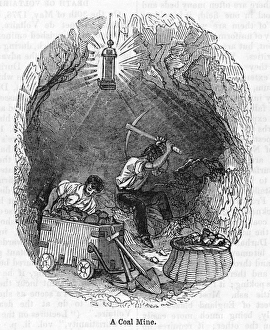 <b class=qtipBold><figcaption>At the Coal Face/1842</figcaption></b><br>By the light of a Davy safety lamp, two miners work at the coal face.<br><em>© Mary Evans Picture Library</em> At the Coal Face/1842