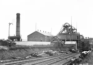 Prints of Coal Mines, Coalisland, Co. Tyrone - a view of the coal mine buildings beside a railway track. (Location: Northern Ireland; County Tyrone; Coalisland). Date: circa early 1900s Railway Prints: Coal Mines Print, Coalisland, Co. Tyrone, circa early 1900s