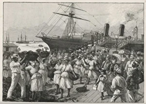 <b class=qtipBold><figcaption>Coaling at Jamaica</figcaption></b><br>At Kingston, Jamaica (West Indies), long lines of women carry baskets of coal to enable the liner to continue on its way<br><em>© Mary Evans Picture Library</em> Coaling at Jamaica