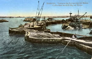 Raise Gallery: Cofferdam work to raise USS Maine, Havana harbour, Cuba