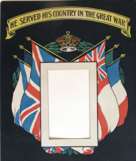 Coloured print card - He Served His Country in the Great War Coloured print card - He Served His Country in the Great War