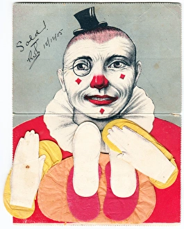 Colourful clown on a novelty postcard Colourful clown on a novelty postcard