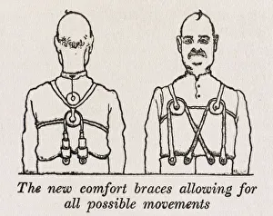 <b class=qtipBold><figcaption>Comfort braces / W H Robinson</figcaption></b><br>The all new 'comfort' braces allowing for all possible movements and prevent that sinking feeling. Please note: Credit must appear as (c) Courtesy of the estate of Mrs J.C.Robinson/Pollinger Ltd/Mary Evans Picture Library<br><em>© Mary Evans Picture Library 2015 - https://copyrighthub.org/s0/hub1/creation/maryevans/MaryEvansPictureID/10412481</em> Comfort braces / W H Robinson