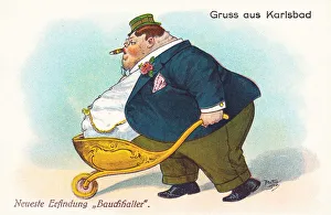 Comic German postcard -- health spa new invention Comic German postcard -- health spa new invention