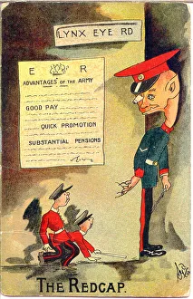 Comic postcard, Advantages of the army - The Redcap Date: early 20th century Comic postcard, Advantages of the army - The Redcap Date: early 20th century
