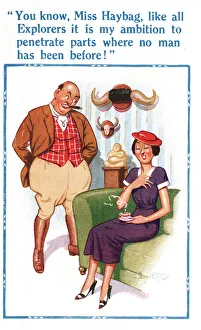 Comic postcard, ambitious explorer Date: 20th century Comic postcard, ambitious explorer Date: 20th century