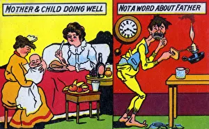 Fork Gallery: Comic postcard - arrival of a new baby