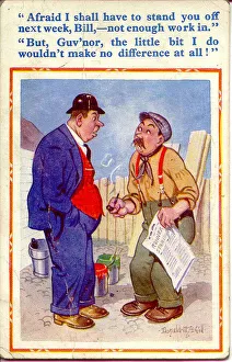 Comic postcard, Boss and workman Date: 20th century Comic postcard, Boss and workman Date: 20th century