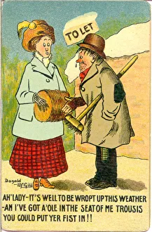 Comic postcard, Cold weather conversation Date: early 20th century Comic postcard, Cold weather conversation Date: early 20th century