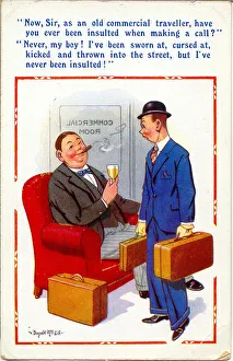 Comic postcard, Two commercial travellers Date: 20th century Comic postcard, Two commercial travellers Date: 20th century